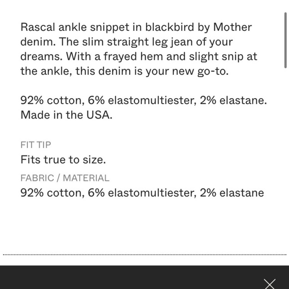 MOTHER THE RASCAL ANKLE SNIPPET IN BLACKBIRD HI RISE STRAIGHT LEG ANKLE SZ 27 - Picture 7 of 16